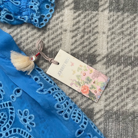 Johnny Was embroidered peasant top in Azure Blue - Picture 12 of 12